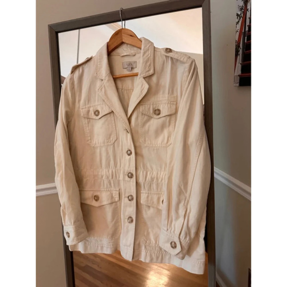 Loft White Utility Jacket Size Small - Picture 2 of 6